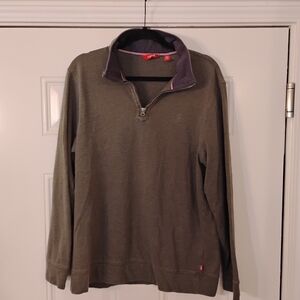Izod Men's  Olive Half-Zip Sweater Large